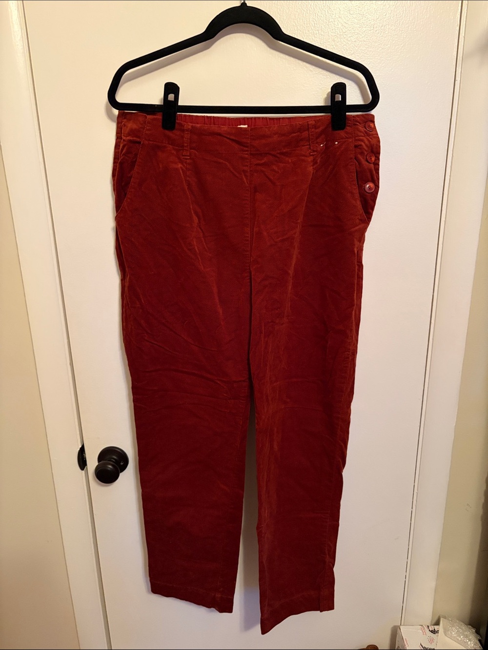 Straight-Leg Corduroy Pants in Rust Red